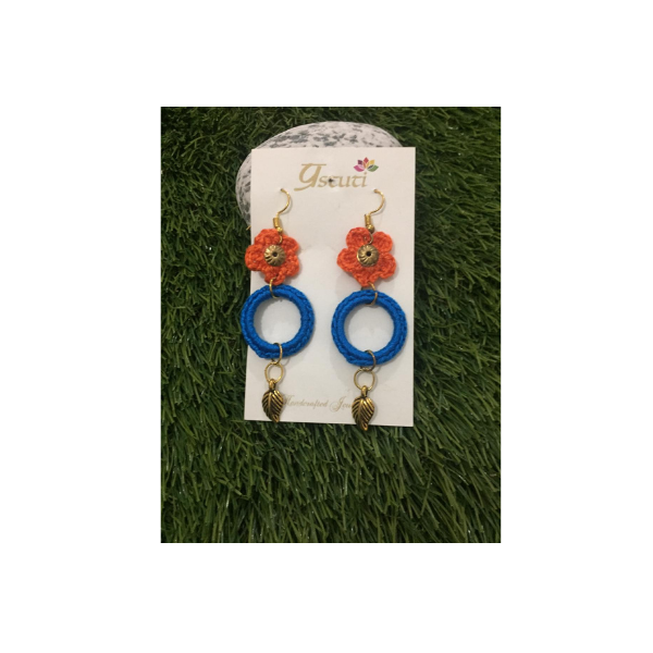 crochet thread and metal earrings